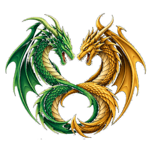 Dragões verde e dourado
